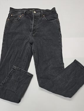 Denim Forum Men's Washed Black Straight Jeans